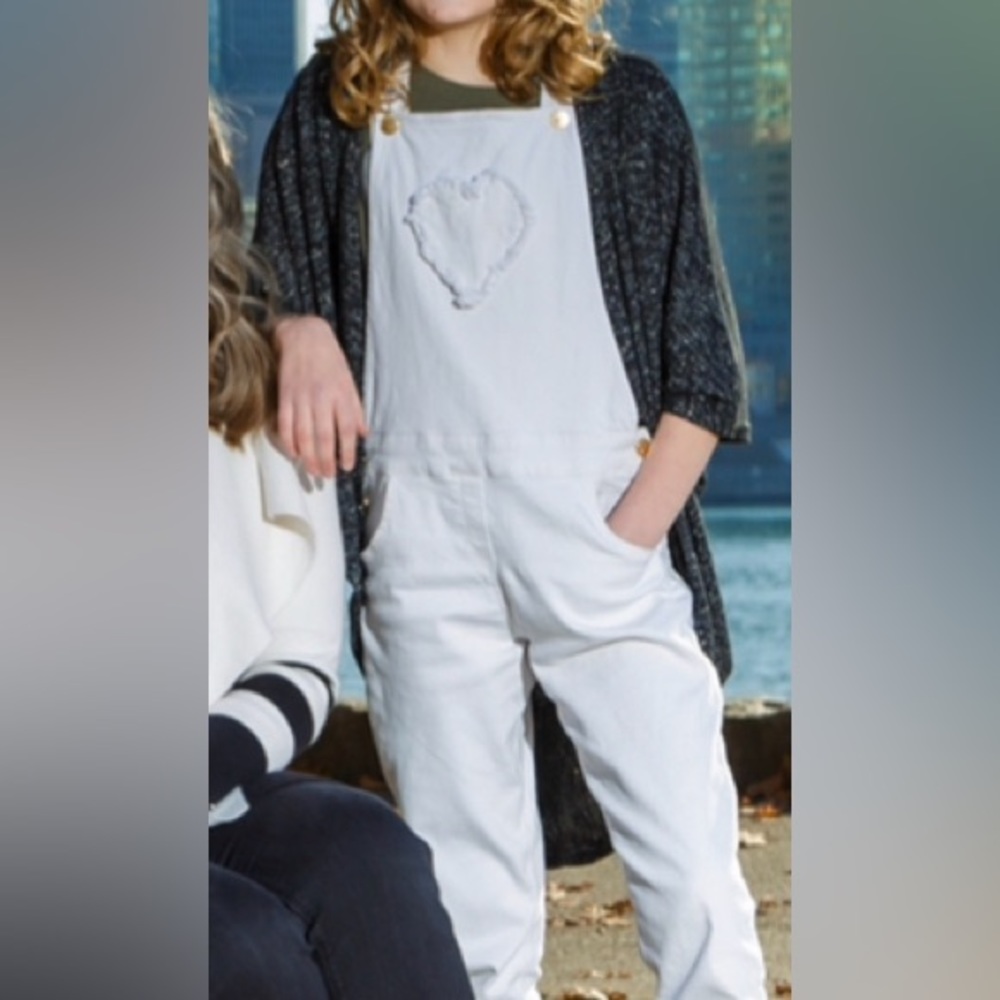 Lili Gaufrette ~ Denim Overalls with Heart Appliqué ~ Girls Size 12